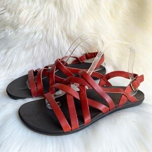 OLUKAI Women's Sandals Sz 10 W Awe Awe Burnt Red Wide Comfortable Summer Travel